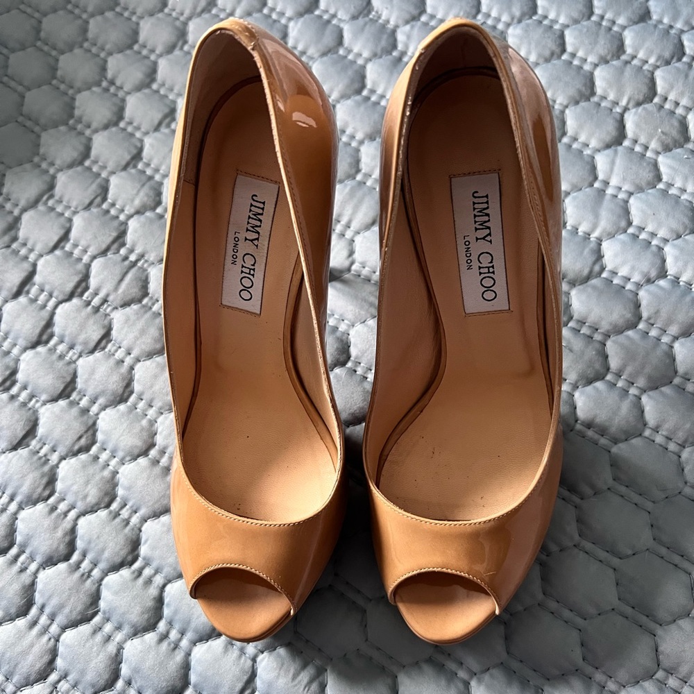Leather 5 inch Jimmy Choo Platform Tan high heels